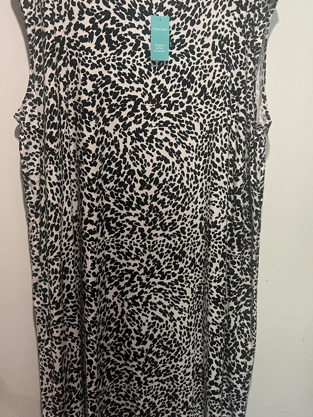 Maurices Black & White Animal-Print Sleeveless Shift Dress